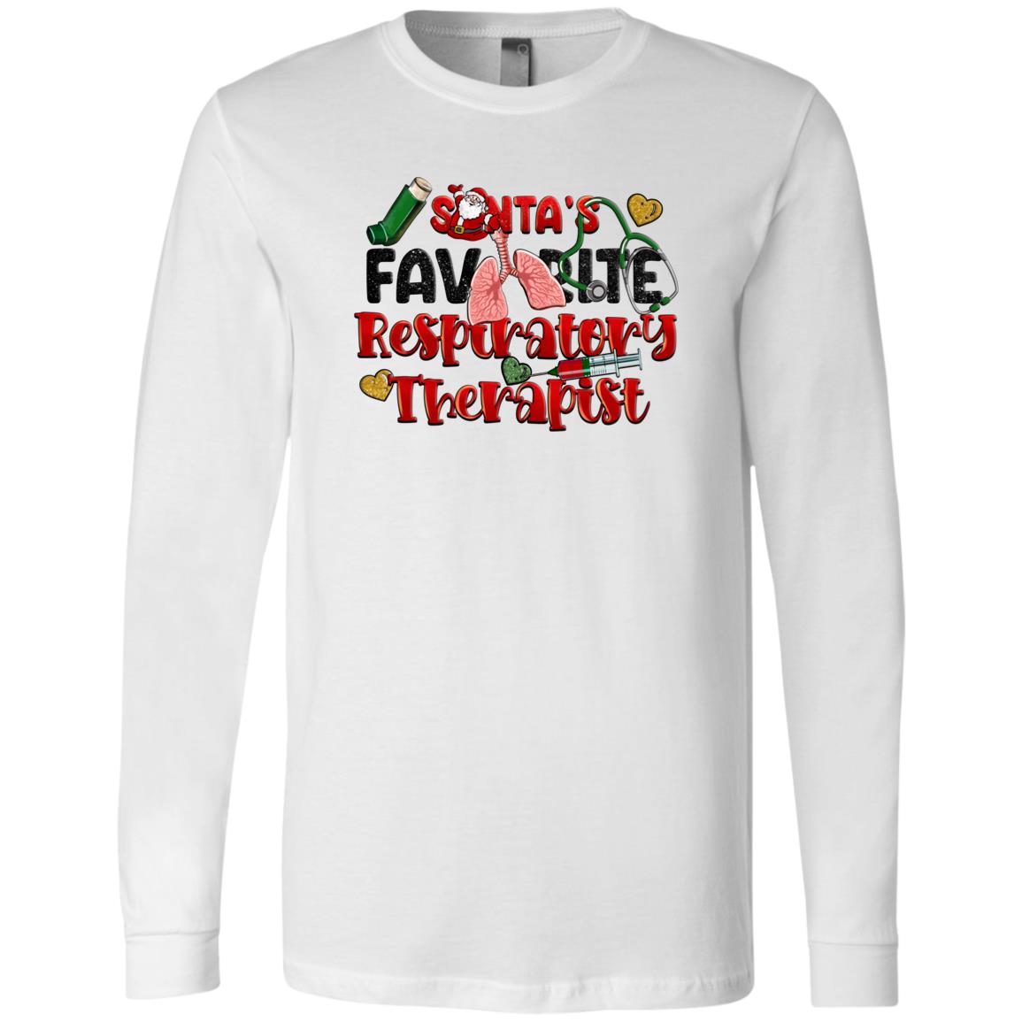Santa's Favorite Respiratory Therapist Long Sleeve T-Shirt-TD Gift Solutions.com