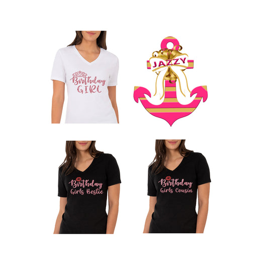 Custom Order - Birthday Girl Trio Tshirts & Anchor-TD Gift Solutions.com