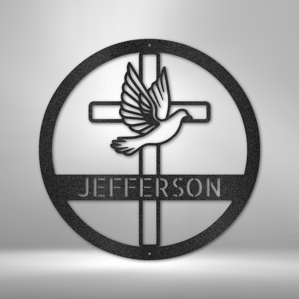 Dove and Cross Monogram - Steel Sign-TD Gift Solutions.com