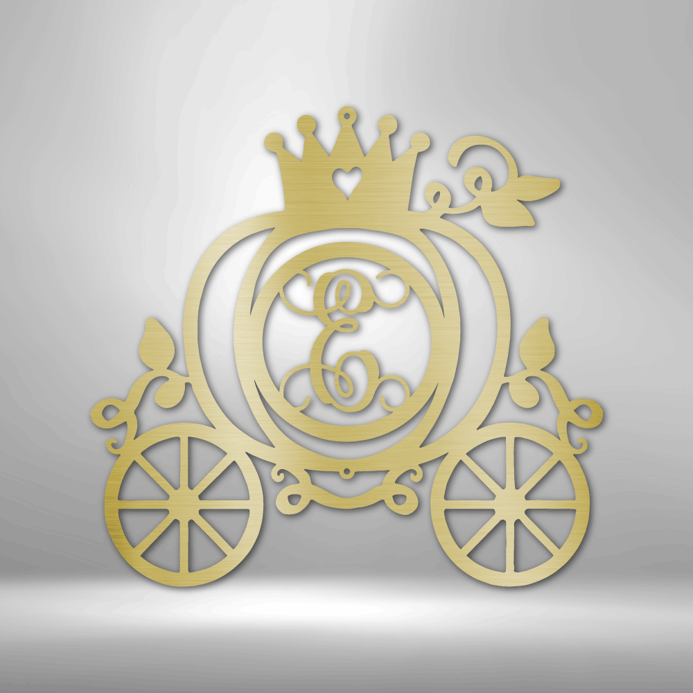 Princess Room Decor Carriage Initial Monogram - Steel Sign-TD Gift Solutions.com