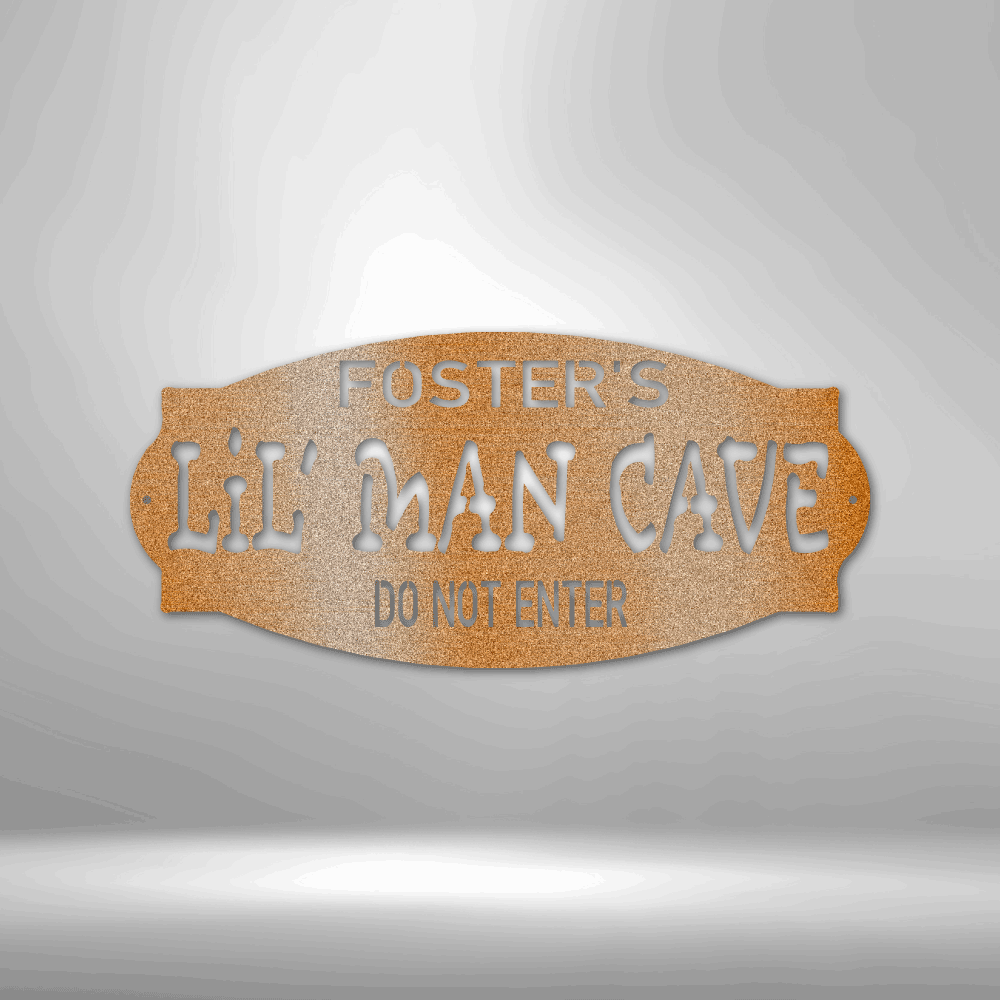 Gifts For Boys | Personalized Lil Man Cave - Steel Sign-TD Gift Solutions.com