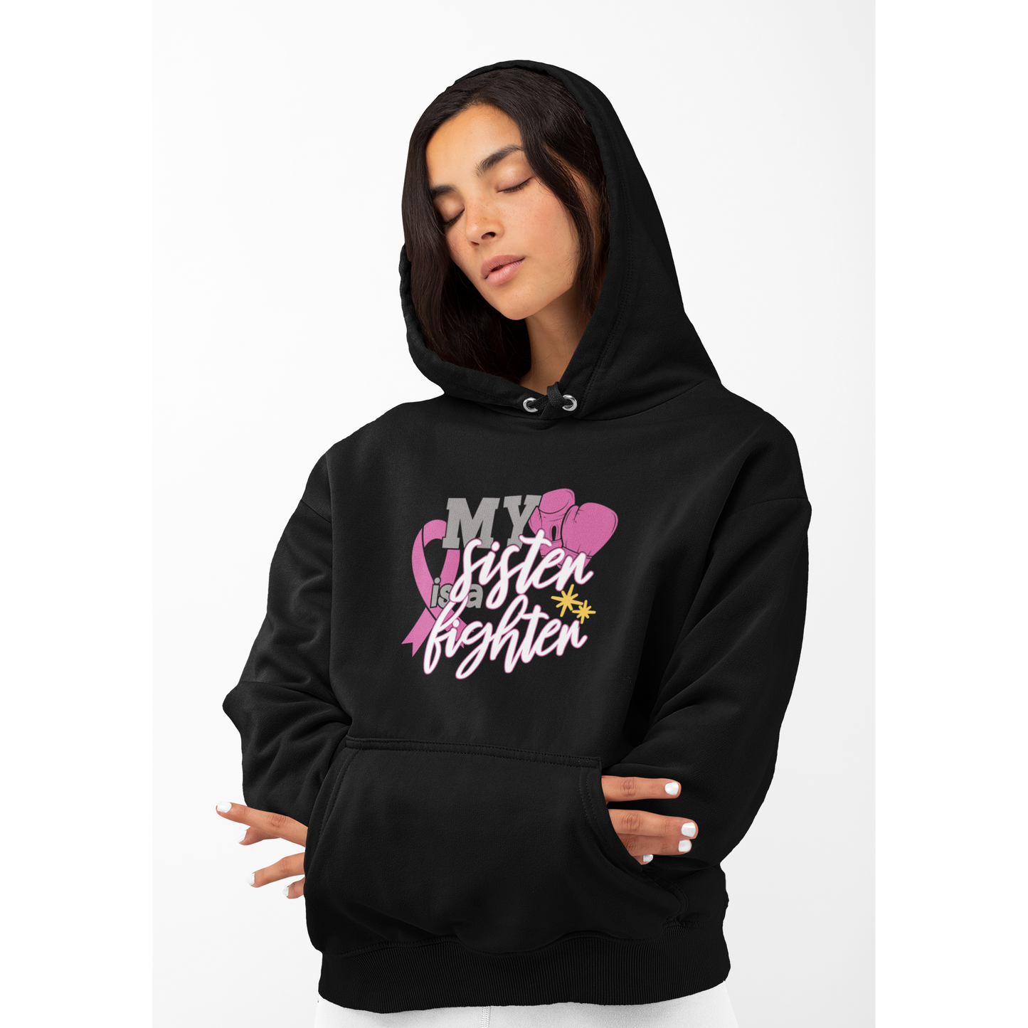 Cool Hoodies | My Sister's A Fighter Breast Cancer Women's Hoodie-TD Gift Solutions.com