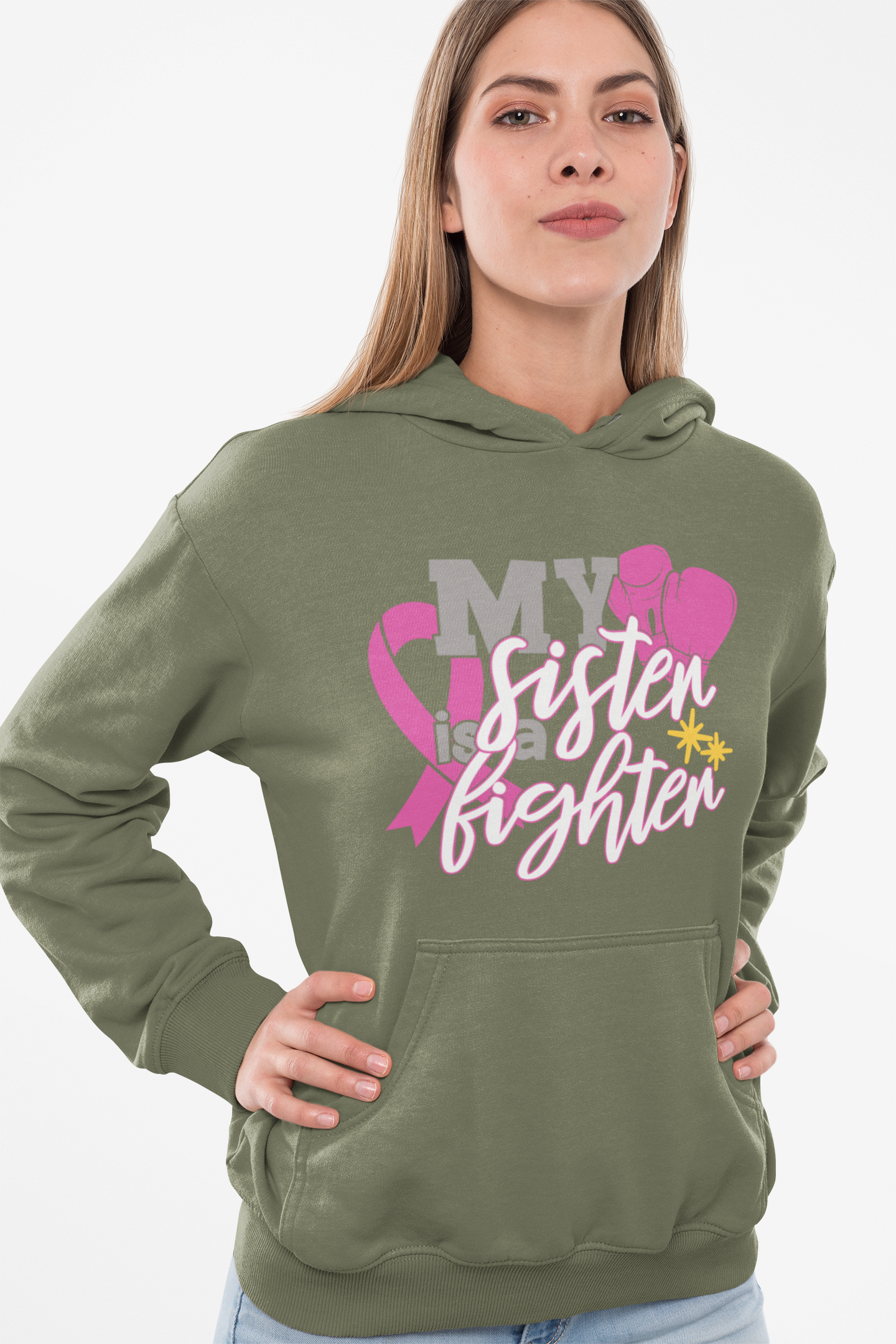 Cool Hoodies | My Sister's A Fighter Breast Cancer Women's Hoodie-Hoodie-TD Gift Solutions.com