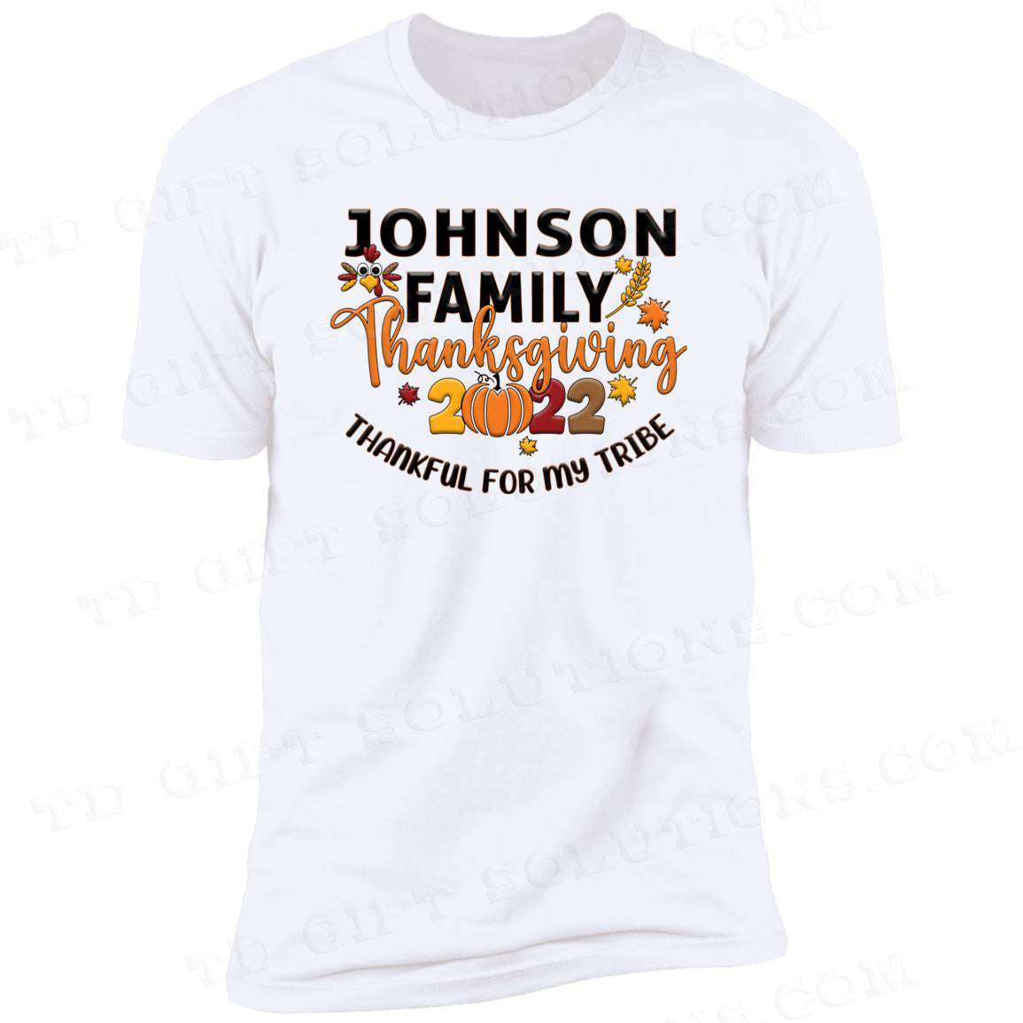 Personalized Matching Thankful For My Tribe Family T-Shirts-TD Gift Solutions.com