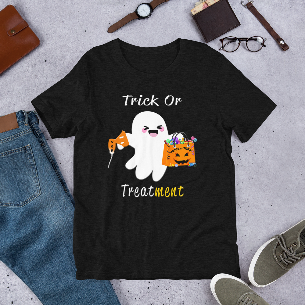 Respiratory Therapy Gifts | RT Trick or Treatment Short-Sleeve Unisex T-Shirt-TD Gift Solutions.com