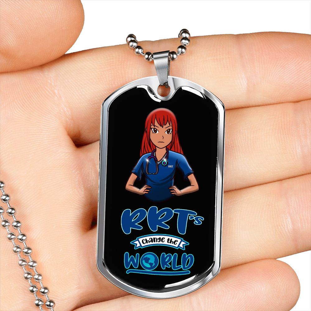 Respiratory Therapist Gifts | RRT's Change The World Dog Tag Necklace-TD Gift Solutions.com