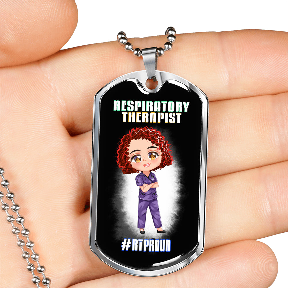 #RT Proud Personalized Dog Tag Style Necklace | Respiratory Therapist Gifts-TD Gift Solutions.com