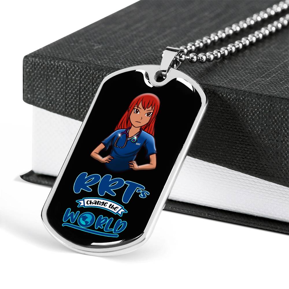 Respiratory Therapist Gifts | RRT's Change The World Dog Tag Necklace-TD Gift Solutions.com