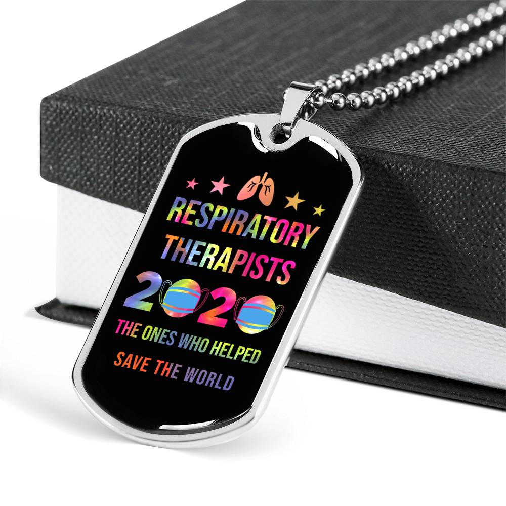 Respiratory Therapy Gifts | Respiratory Therapist 2020 The Ones Who Helped Save The World Dog Tag Necklace-TD Gift Solutions.com