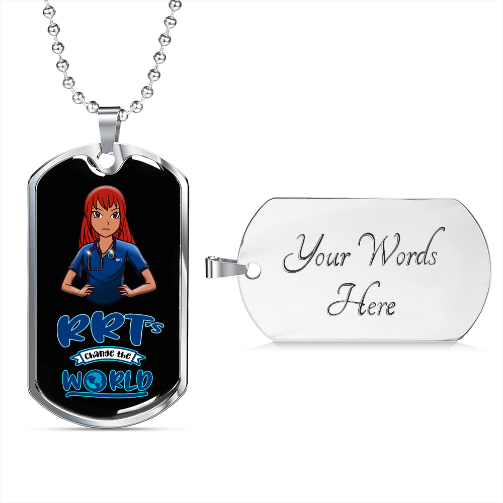 Respiratory Therapist Gifts | RRT's Change The World Dog Tag Necklace-TD Gift Solutions.com