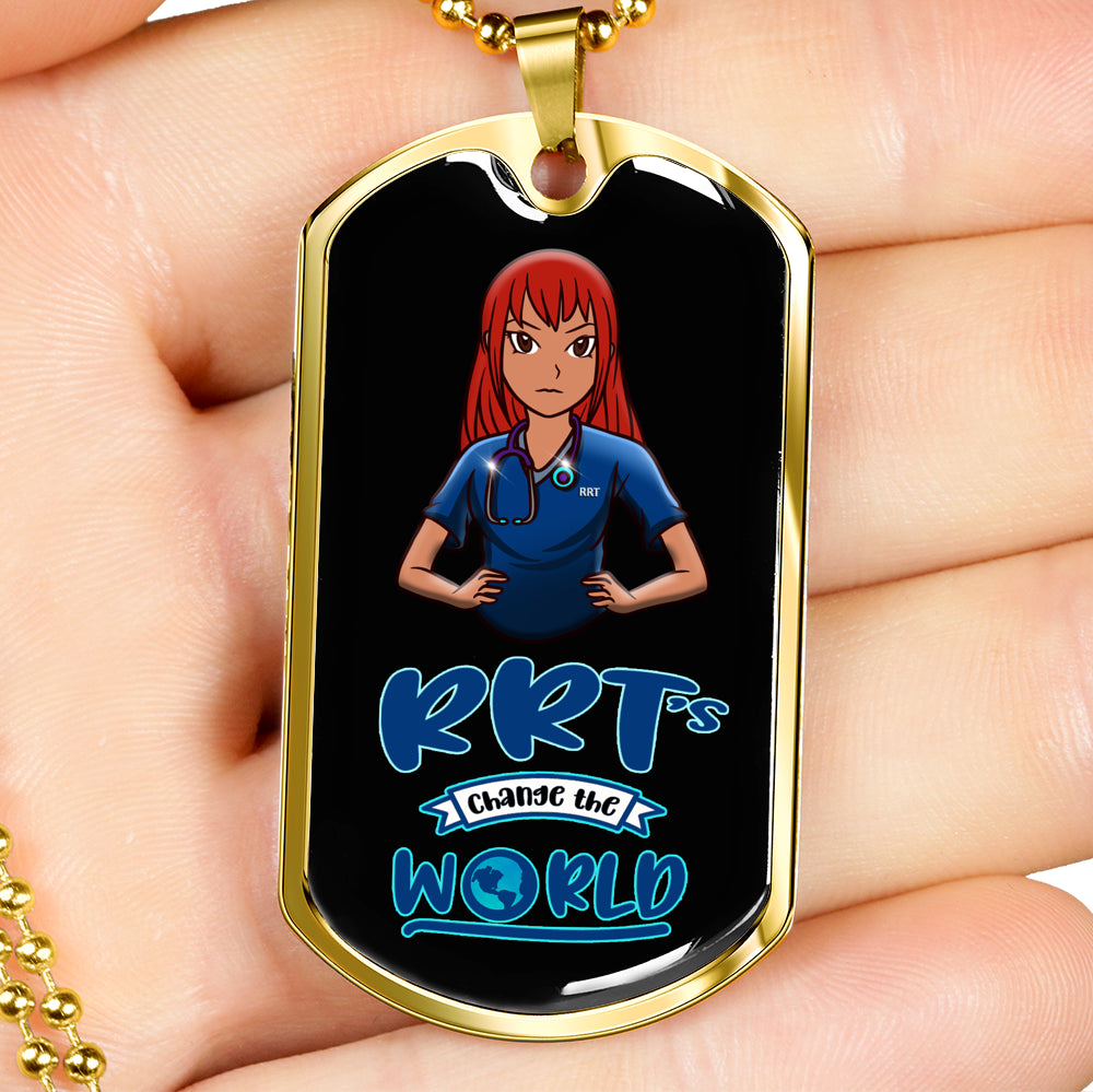 Respiratory Therapist Gifts | RRT's Change The World Dog Tag Necklace-TD Gift Solutions.com