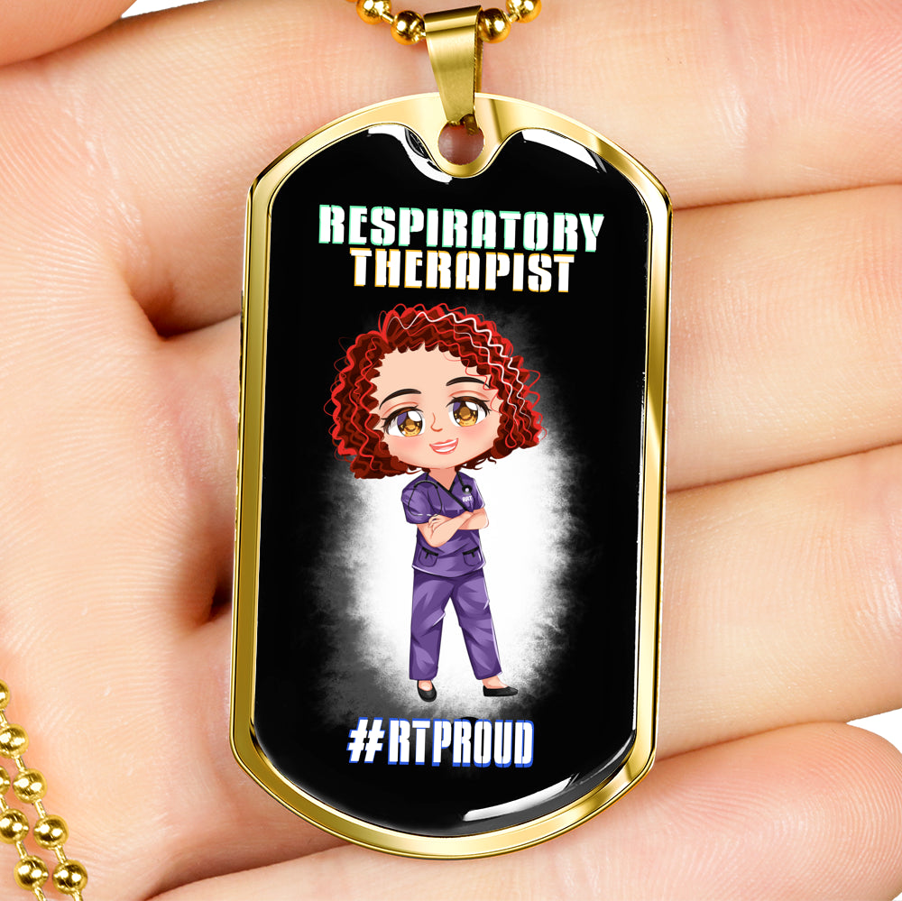 #RT Proud Personalized Dog Tag Style Necklace | Respiratory Therapist Gifts-TD Gift Solutions.com