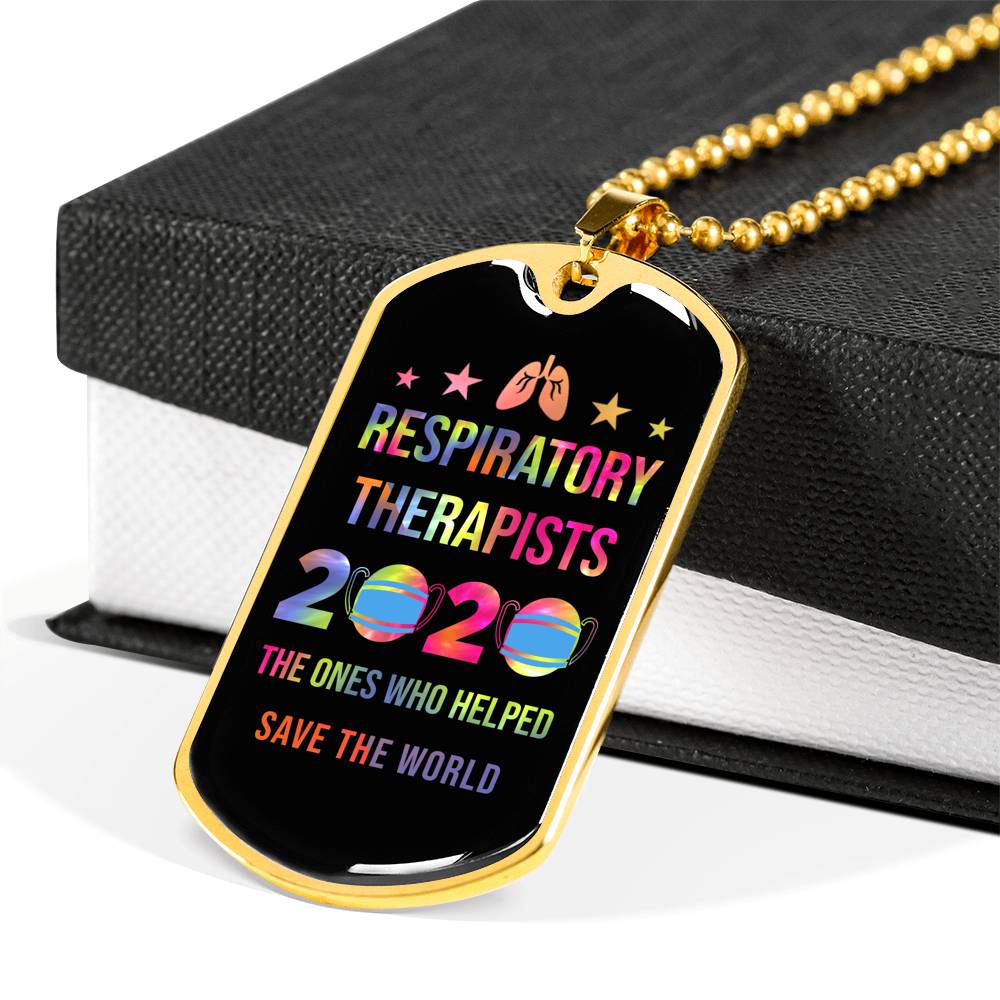 Respiratory Therapy Gifts | Respiratory Therapist 2020 The Ones Who Helped Save The World Dog Tag Necklace-TD Gift Solutions.com