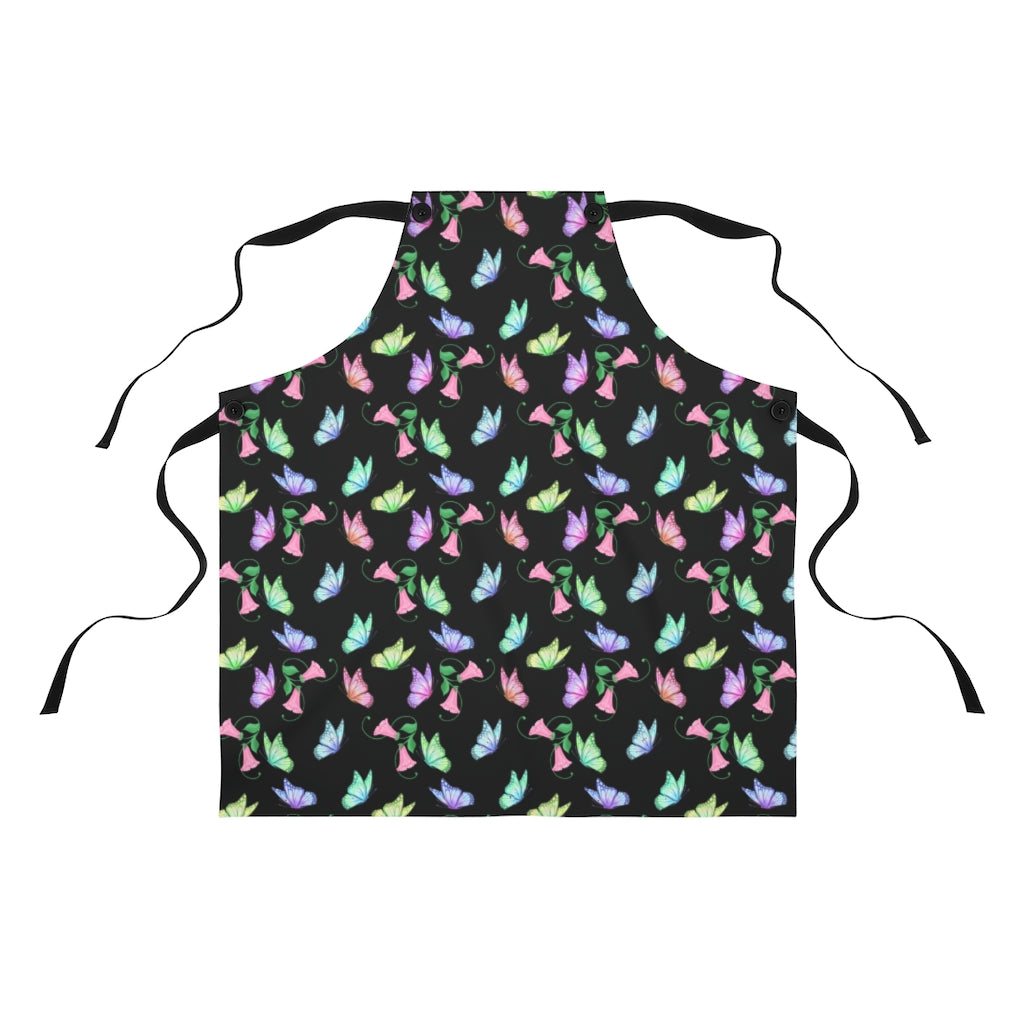 Black Apron | Butterfly Garden Black Apron-Aprons-TD Gift Solutions.com