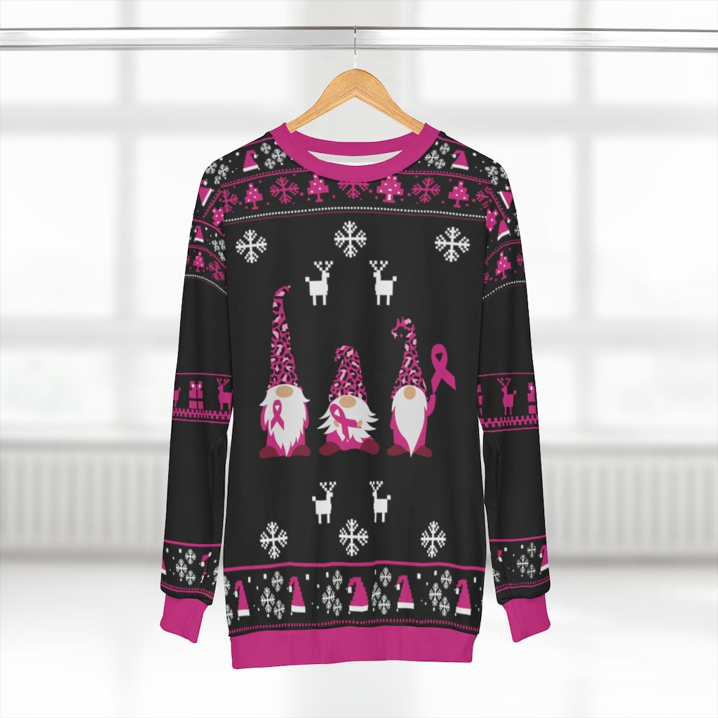 Pink Warrior | Breast Cancer Awareness Gnome Ugly Christmas Sweatshirt-TD Gift Solutions.com