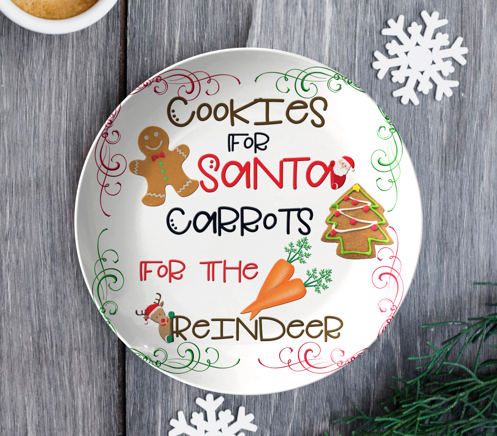 Cookies For Santa Carrots For The Reindeer | Leave Cookies For Santa | Santa Cookie Plate - Dinnerware