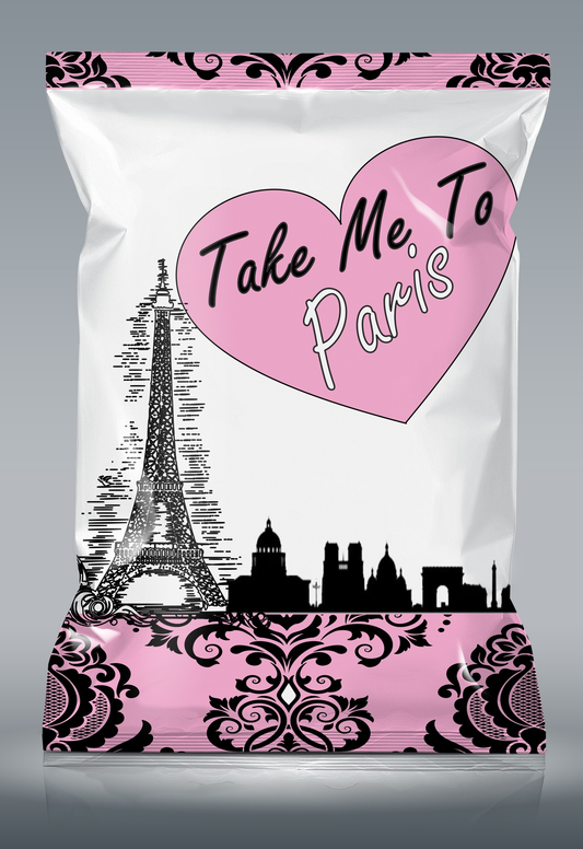 Custom Paris Chip Bags - Paris Themed Chip Bag Favors - Chip Bag Favors
