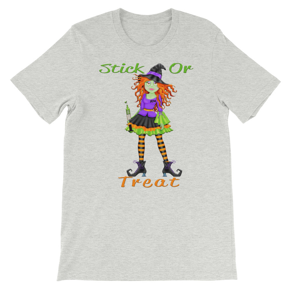 Witch T Shirt | Nurse Stick or Treat Short-Sleeve Unisex T-Shirt-TD Gift Solutions.com