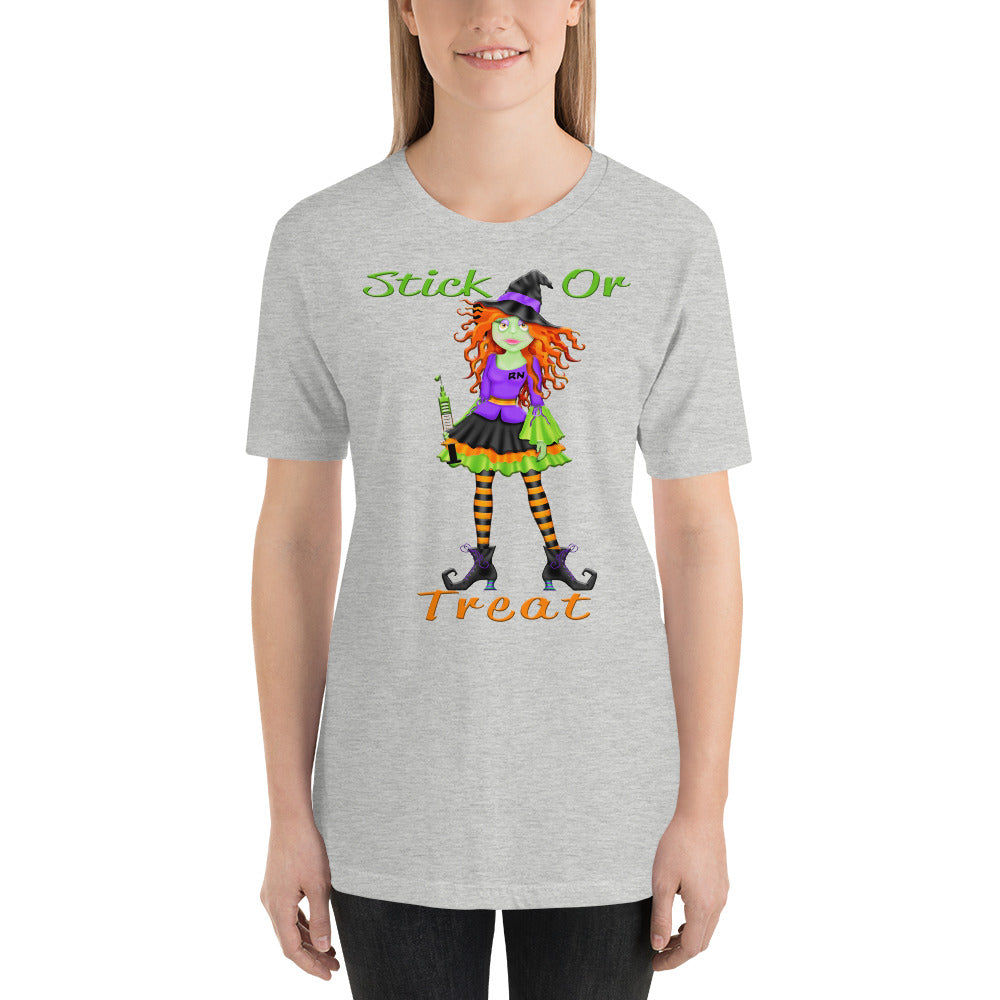 Witch T Shirt | Nurse Stick or Treat Short-Sleeve Unisex T-Shirt-TD Gift Solutions.com