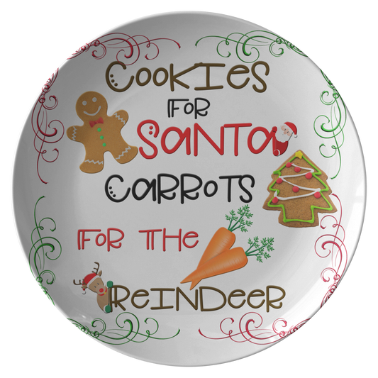 Cookies For Santa Carrots For The Reindeer | Leave Cookies For Santa | Santa Cookie Plate - Dinnerware