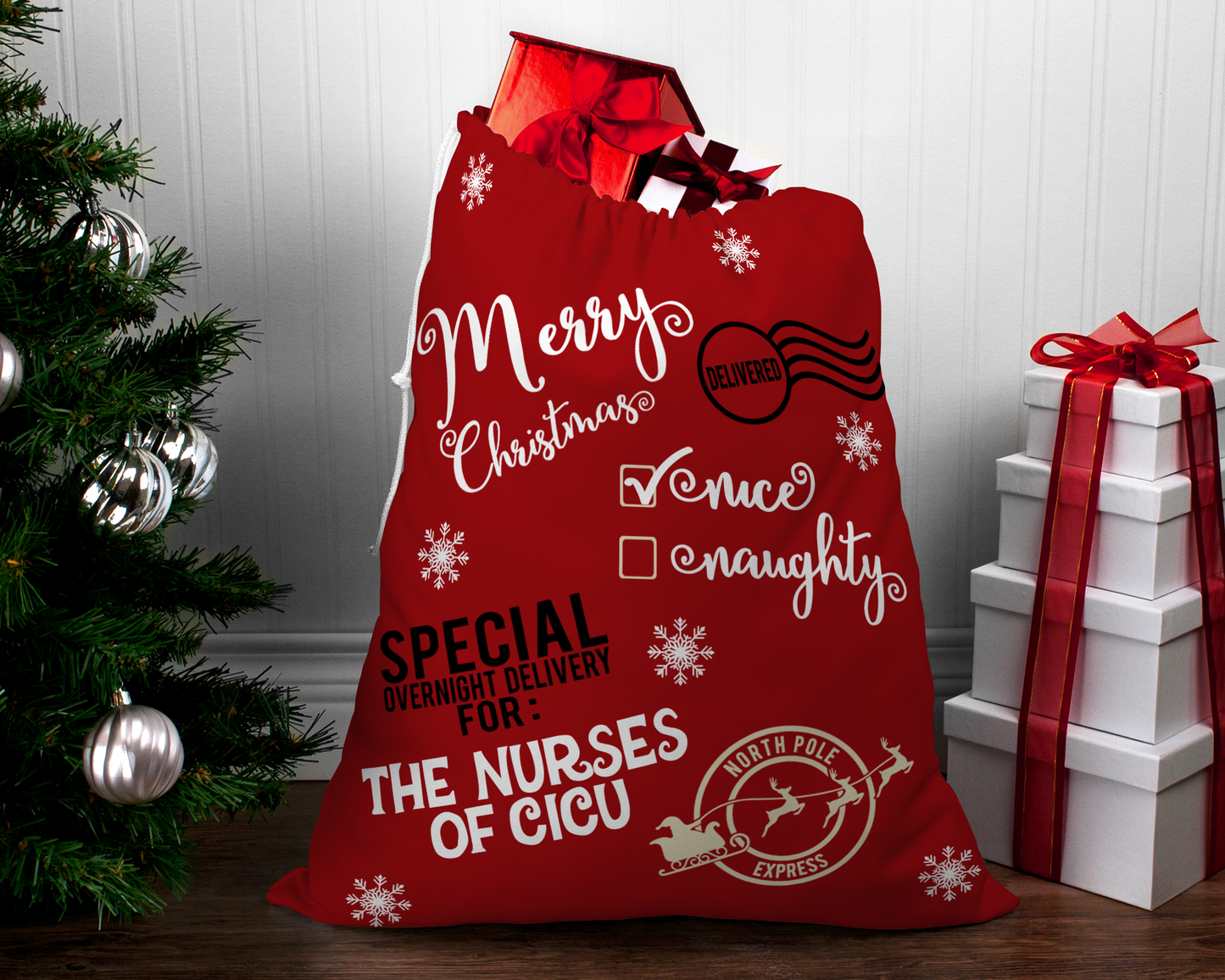 Santa Sack | Santa Gift Bag | Cloth Gift Bag - Santa Sack Christmas Bag