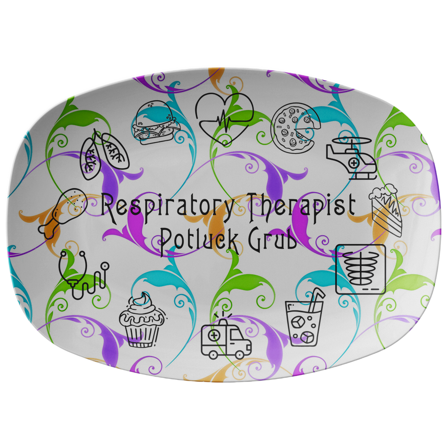 Flower Patterned Serving Platter | Respiratory Therapy Serving Platter | Respiratory Therapy Potluck Grub - Dinnerware