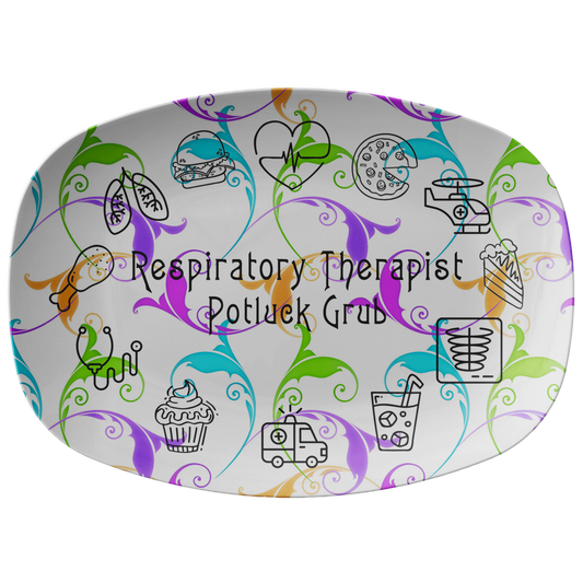 Flower Patterned Serving Platter | Respiratory Therapy Serving Platter | Respiratory Therapy Potluck Grub - Dinnerware